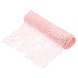 MECCANIXITY 7.1 Inch Wide 3 Yard Lace Ribbon Floral Pattern Pink Lace Trim Ribbon for DIY Crafts, Gift Wrapping Bouquets, Wedding Decor, and Sewing Making