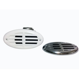 Pactrade Marine Boat SS 304 Compact Drop in Hidden Electric Horn 1 x White and 1 x Silver Grills 110 dB Sound for ships, boats, ATVs, snowmobiles and motor boats.