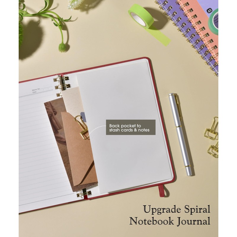 Lined Spiral Journal Notebook, A5 Hardcover Spiral Journals for Women