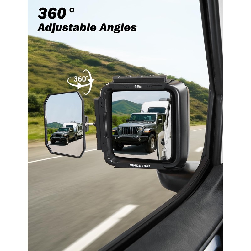 JOYTUTUS Towing Mirrors Extensions Compatible with 2018-2026 Wrangler JL/JLU &
