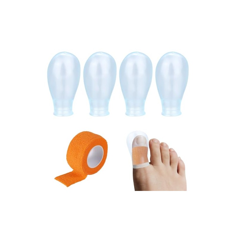 4pcs Waterproof Silicone Toe Protectors with Nursing Bandage