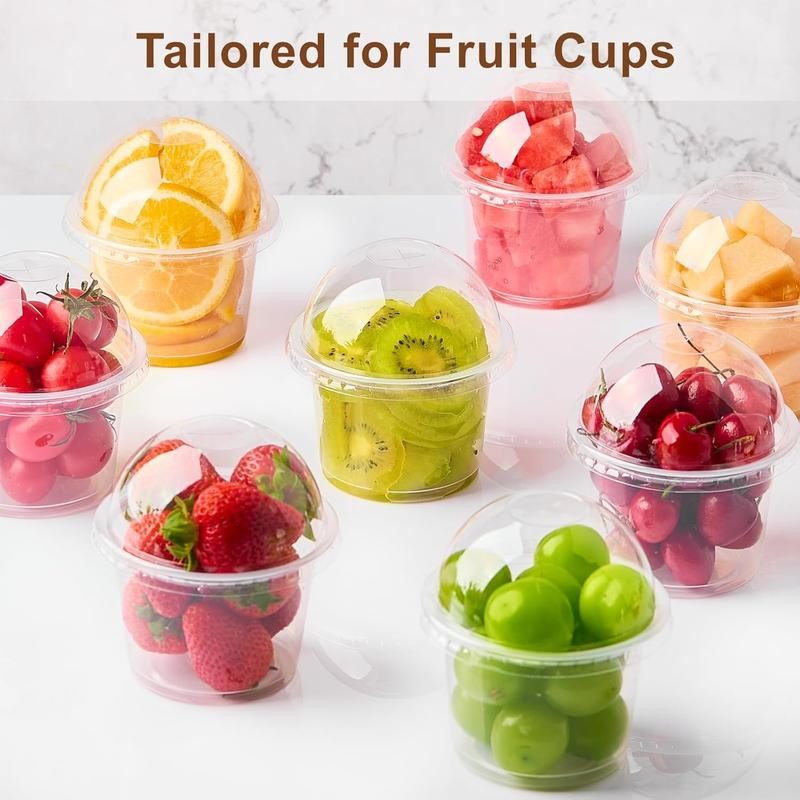 100 Pack 9 OZ Clear Plastic Cups with Dome Lids,