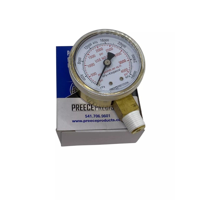 Preece Precision 0-4000 PSI High Pressure Gauge 2" Dial 1/4"