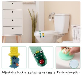 LuckyOpt 2Pcs Toilet Seat Lifter, Adjustable Toilet Cover Lifter with Cartoon Pattern, Toilet Lid Handles to Avoid Touching Toilet, Toilet Lift Holders for Home Office Restaurant Hotel (pink+green)