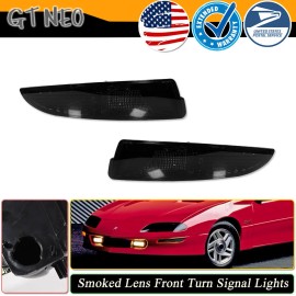 GTINTHEBOX Bumper Lights Fit 1993-2002 Chevy Camaro Black Signal Parking Lamps Left+Right