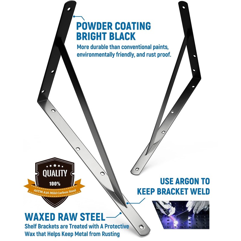 8-Pack 18 Inch Heavy Duty Shelf Brackets, Large Floating Wall