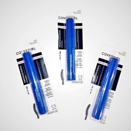 COVERGIRL LOT 3 COVERGIRL 3 in 1 PROFESSIONAL MASCARA CURVED BRUSH VERY BLACK 200 WASHABLE