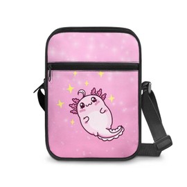 Suobstales Cute Axolotl Print Messenger Bag Purse Crossbody Bag for Women Men Waterproof Shoulder Bag Purses Small Satchel Bag for School Sling Backpack Travel Daypack
