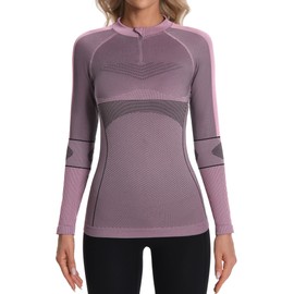 ATTRACO Thermal Long Sleeve Shirts for Women Cold Weather Athletic Base Layer Tops High Neck Purple S