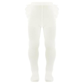 AQUILONE Newborn & Baby Tights with Ruffle and Bow Suitable for Ceremonies, Christenings, Celebrations, Made in Italy, cream