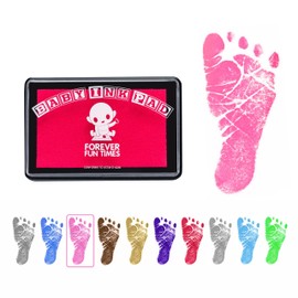 Baby Hand and Footprint Kit by Forever Fun Times | Get Hundreds of Detailed Prints with One Baby Safe Ink Pad | Easy to Clean, and Works with Any Paper or Card | Clean and Safe (Pink)