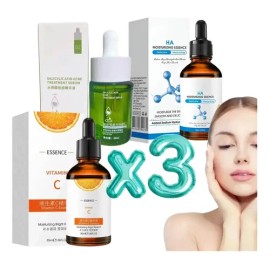 Serum Facial Ácido Hialurónico Vitamina C Arrugas Acné 3pz Todo Tipo de Piel