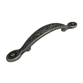 5 Pack Antique Pewter 3" Inch (76mm) Hole Centers Kitchen Cabinet Drawer Hardware Leaf Handle Pulls 8220-76