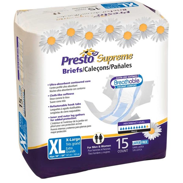 Presto Breathable Briefs Ultimate Absorbency X-Large, 58 Inch - 64