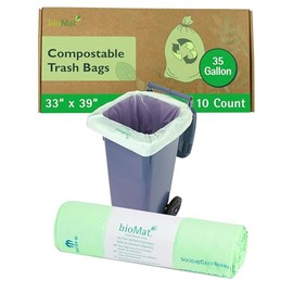 bioMat Kompostierbare 120/140l Biomüllbeutel, 10 Müllsäcke für Biotonne, Restmülltonne, Made in Germany, Premium-Qualität, Klimaneutral