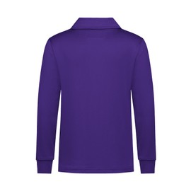 QBK Boys' Performance Polo Kids Collared Golf Shirts Long Sleeve School Uniform for 4T-16Y(Purple 5T)