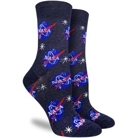 Good Luck Sock Women's NASA Socks, Blue, Adult, Shoe Size 5-9