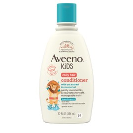 Aveeno Kids Coily Hair Conditioner with Oat Extract & Coconut Oil, Coily Hair Conditioner for Toddlers Detangles & Moisturizes Coils for Healthy-Looking Hair, Hypoallergenic, 12 fl. oz