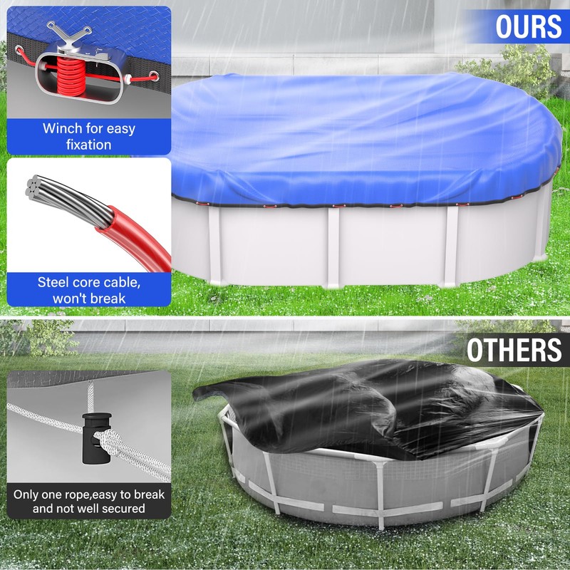 12 x 18 FT Oval Pool Cover 500D Extra Thick