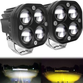 SUFEMOTEC LED Pod Lights Yellow White Double Color LED Driving Lamp Amber Fog Light 3Inch Bumper Lights For Motorcycle Trator Car ATV Pickup Truck Ditch Auxiliary Lights (Pack of 2)
