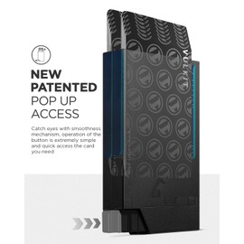 VULKIT Men's Double Sided Pop Up Credit Card Holder, Slim Twin Push Button Ejection Wallet Holder with RFID Blocking, Aluminium Alloy Frame Metal Card Case, Holds 12-16 Cards (Black)