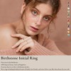 JSJOY Birthstone Rings for Women 26 A-Z Initial Ring Adjustable