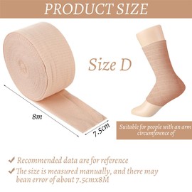 Stockinette Elastic Tube Bandage Air Permeable Compression Bandage Size D Gauze Bandage Roll Support Bandage Plaster Under Cover for Arm Leg Knee, 3.0 Inches x 26 Feet