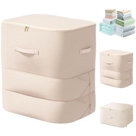 NotiGat XL Ultra Space Saving Bags self compression organizer bags space saver bag for comforters Storage bag organizer for blankets bedding clothes(Beige-1PCS)