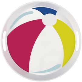 Vibrant Summer Fun Beach Ball Plastic Serving Tray - (15" x 15") 1 Piece - Perfect Serveware for Birthdays, Everyday Use, and Beach-Themed Celebrations