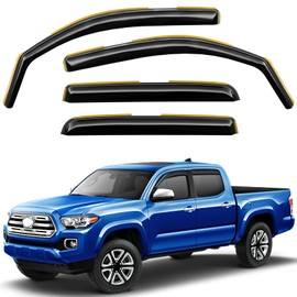 Deejecsun in-Channel Window Rain Guards Fit for Toyota Tacoma 2016 2017 2018 2019 2020 2022 2023 Double Cab Extra Durable Window Deflectors Vent Shades Visors Exterior Car Accessories - 4 pcs