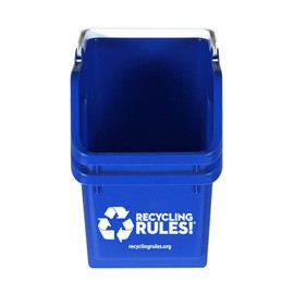 Recycling Rules! 6 Gallon Stackable Recycling Bin Container in Blue, Eco-Friendly BPA-Free Handy Recycler with Handle, 2-Pack