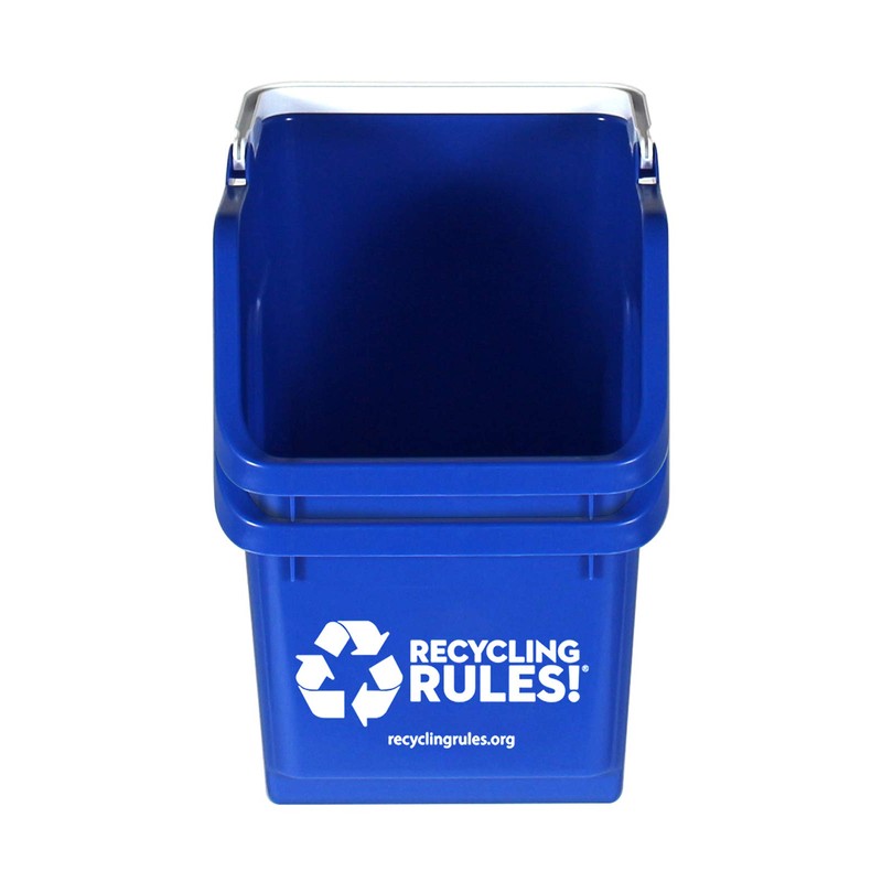 Recycling Rules! 6 Gallon Stackable Recycling Bin Container in Blue,