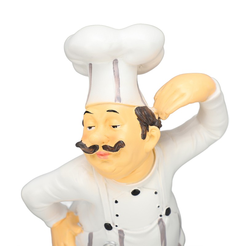 French Chef Figurine 30x14x11cm Resin Funny Chef Sculpture Kitchen Restaurant