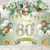 80th Birthday Banner Women Men Decoration Green Gold 80 Background