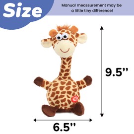 Hopearl Talking Giraffe Repeats What You Say Shaking Head Electric Interactive Animated Toy Speaking Plush Buddy Gift for Toddlers, 9.5''