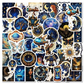 50Pcs Celestial Vinyl Stickers,Planet Moon Space Astronomy Graffiti Stickers,Waterproof Sticker for Phone Laptop Bottles Skateboard Computer Phone Luggage Guitar Gifts Sticker for Kids Teens Girls