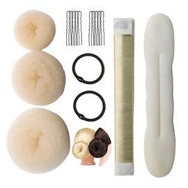 Herramientas para Peinar el Cabello,Kit de 17 Piezas Accesorios para Peinado,Moldeador de Donas y Máquina para Hacer Moños de Pelo,con Clips de Pelo para Mujeres Niñas Trenzado de Pelo (blanco)