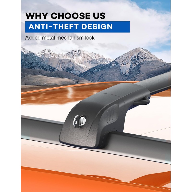 Wonderdriver Lockable Roof Rack Cross Bars 220lbs Compatible with Jeep