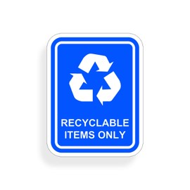 Recycling Items Only Sticker Vinyl Die Cut Recycling Decal with Recycle Logo Label Home Office Work