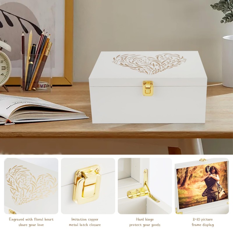 Larger Wooden Memory Keepsake Boxes With Hinged Lids and a
