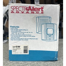 System Sensor SPSW Speaker Strobe, White, Wall Mount, “FIRE” Lettering, Standard