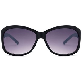 styleBREAKER Damen Oversize Sonnenbrille in Schmetterlingsform mit Verzierung aus Metall am Bügel, Verlaufsglas 09020062, Farbe:Gestell Schwarz/Glas Grau-Violett Verlaufsglas