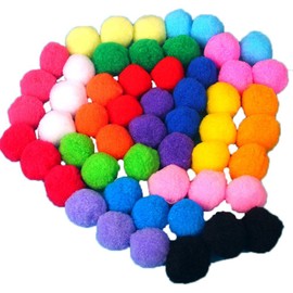 PET SHOW 50pcs 1.5"/3.8cm Cat Toy Balls Soft Kitten Pompon Toys Indoor Cats Interactive Playing Quiet Ball Cats Favorite Toy Assorted 10 Colors