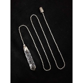 Large Glass Cord Pull 10cm with Chrome Silver Trim - 95cm Chain and Connector