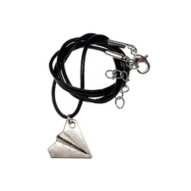 Miniblings Paper Plane Origami Necklace Chain Aeroplane Aviator Style – Handmade Fashion Jewellery – Leather Chain, Leather Cotton Metal