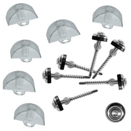 GK Mounting Set of 25 Spengler Set with Drill Bit and Drill Blade + Sine Profile 76/18 Spacer Made of UV-Resistant Plastic for Corrugated Sheets Made of Polyester, PET, PVC, Polycarbonate and Acrylic
