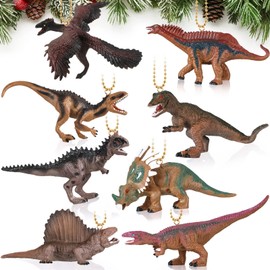 8 Pieces Dinosaur Christmas Ornament Set Assorted Dinosaur Ornament Kids Ornaments for Christmas Tree Plastic Dinosaur Ornaments for Christmas Tree Hanging Dinosaur Christmas Tree Ornaments for Xmas