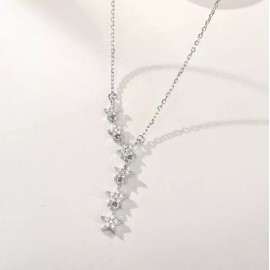 Unbranded 925 Sterling Silver Star CZ Drop Y Lariat Pendant 16+2" Necklace Choker Box D31