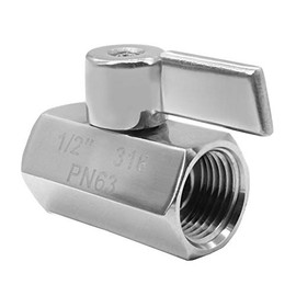 Beduan Mini Ball Valve Stainless Steel(316) 1/2" NPT Female x NPT Female Mini Ball Shutoff Valve