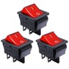 mxuteuk 3pcs AC 220V Red Light Illuminated Snap-in Boat Rocker